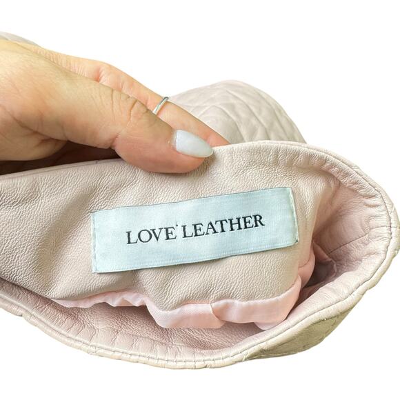 Intermix x Love Leather NWT Blush Pink Lamb Leather Quilted Mini Skirt - Picture 7 of 8